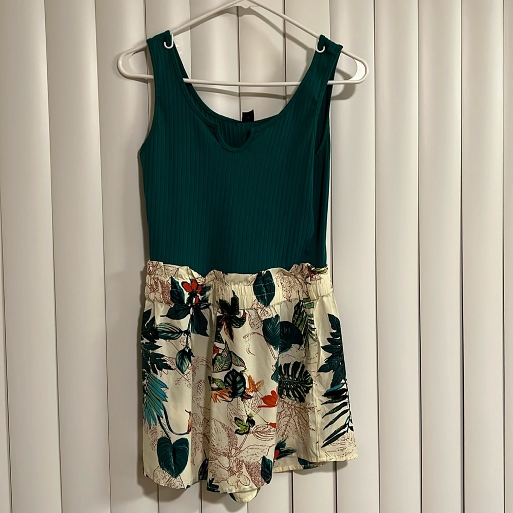 Women Romper Tropical Print Sleeveless Summer Short Jumpsuits Vacation Outfit